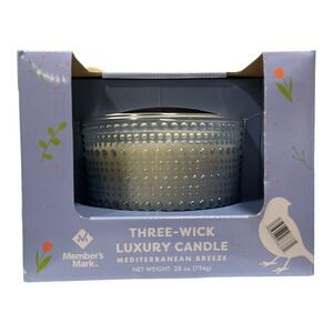 Mediterranean Breeze - Member's Mark Three-Wick Luxury Scented Candle in Glass C